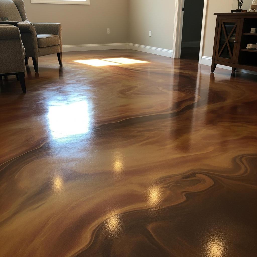 Decorative metallic epoxy floor finished by Flooring & Epoxy Coat Pro in Nashville